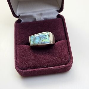 Sterling 925 Silver and Blue Australian Opal Ring